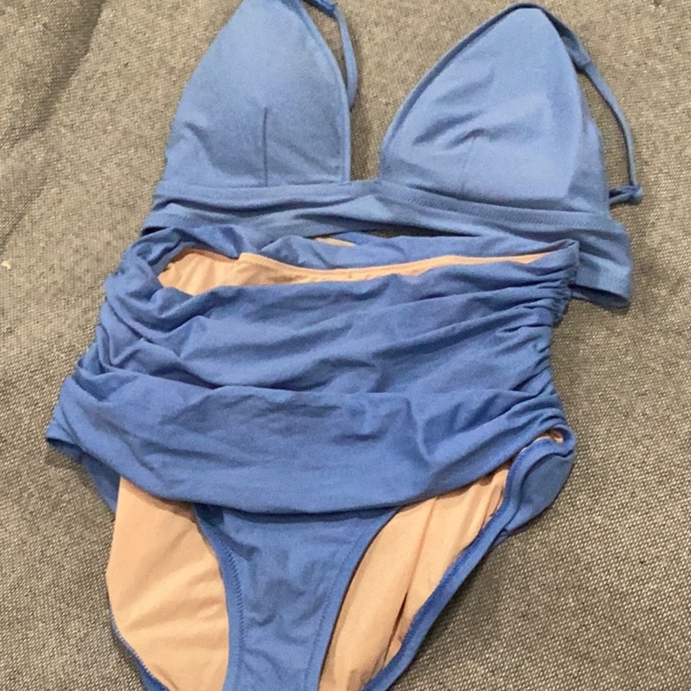 J. Crew Blue and Tan Bikini Set
